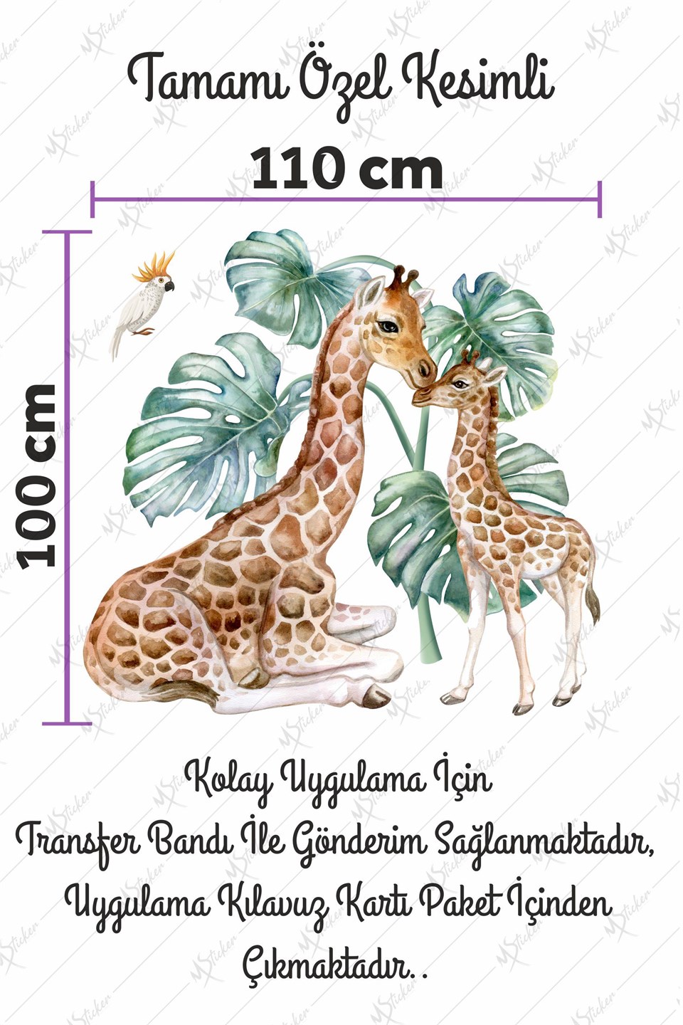 Zürafa Ailesi Zürafa Aşkı Çocuk Bebek Odası Duvar Sticker