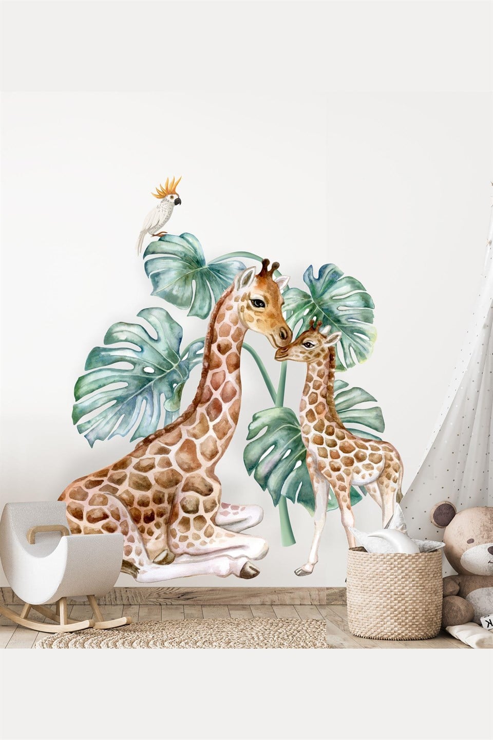 Zürafa Ailesi Zürafa Aşkı Çocuk Bebek Odası Duvar Sticker