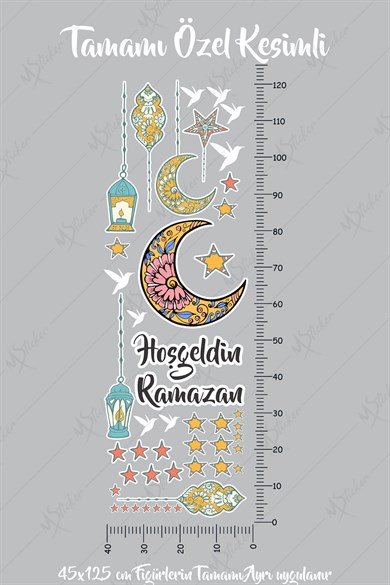 Hoşgeldin Ramazan Sticker Seti - Ramazan Kandilleri Hilal ve Yıldız Figürlü