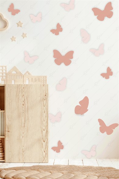  Pastel Tonlarda Kelebek Figürlü Çocuk Bebek Odası Dekoratif Sticker Seti 64 Parça Stok Kodu: k778 