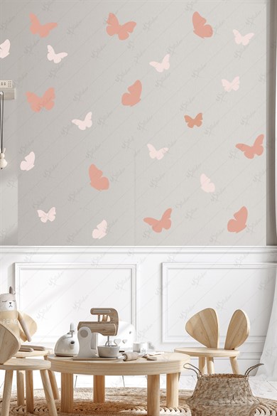  Pastel Tonlarda Kelebek Figürlü Çocuk Bebek Odası Dekoratif Sticker Seti 64 Parça Stok Kodu: k778 
