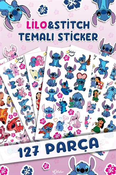 127 Adet Stitc Temalı Sticker Seti - Kalem Suluk Defter Cam Masa Laptop Tablet Sticker Suya Dayanıklı