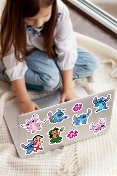 127 Adet Stitc Temalı Sticker Seti - Kalem Suluk Defter Cam Masa Laptop Tablet Sticker Suya Dayanıklı