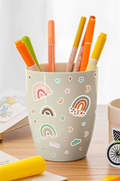 165Adet Gökkuşağı Sticker Seti - Kalem Suluk Defter Cam Masa Laptop Tablet Sticker Suya Dayanıklı