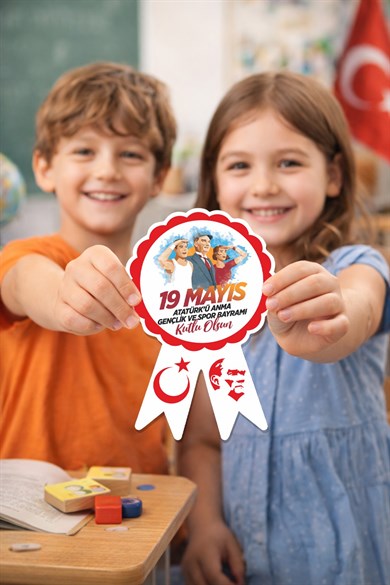 19 Mayıs Özel Yaka Sticker (Kokart) – Atatürk Temalı Yapışkanlı Rozet – 25 Adet Set, Okul Etkinlik