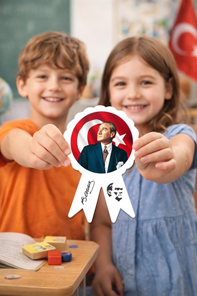 19 Mayıs Özel Yaka Sticker (Kokart) – Atatürk Temalı Yapışkanlı Rozet – 25 Adet Set, Okul Etkinlik
