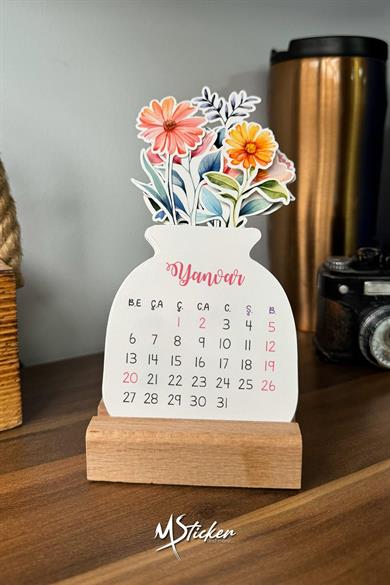 2025 Taxta Ayaq Çiçək Dizaynı Mini Xüsusi Dizayn Təqvimi, 2025 Təqvim Xüsusi Naxışlı Xüsusi Kəsmə Hədiyyəsi