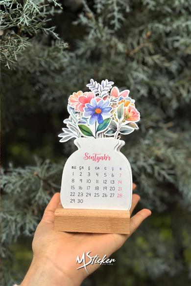 2025 Taxta Ayaq Çiçək Dizaynı Mini Xüsusi Dizayn Təqvimi, 2025 Təqvim Xüsusi Naxışlı Xüsusi Kəsmə Hədiyyəsi