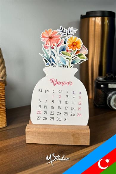 2025 Taxta Ayaq Çiçək Dizaynı Mini Xüsusi Dizayn Təqvimi, 2025 Təqvim Xüsusi Naxışlı Xüsusi Kəsmə Hədiyyəsi