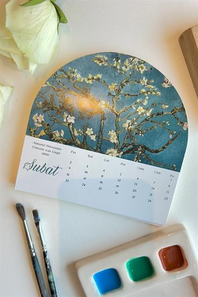 2026 Sanat Temalı Masa Takvimi | Ünlü Tablo Koleksiyonu | Ahşap Standlı Dekoratif Takvim | Klasikler