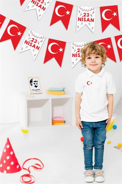 23 Nisan Bayramı Temalı Flama, Çocuk Bayramı Sınıf Ev Süsleme Okul Süsleme Hasır İpli Flama Seti