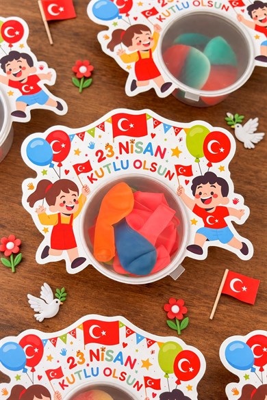 23 Nisan Kutlu Olsun Çocuk Temalı Şeker Kutusu 10’lu Set – Kapaklı Mini Bayram Şeker Kabı, Hediyelik