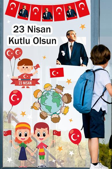 23 Nisan Sticker Seti,23 Nisan Kutlu Olsun Çocuk Bayramı Okul Sticker 89 Parça