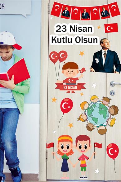 23 Nisan Sticker Seti,23 Nisan Kutlu Olsun Çocuk Bayramı Okul Sticker 89 Parça