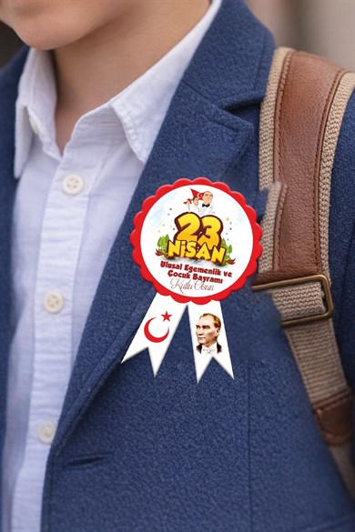 23 Nisan Yaka Sticker Seti 25 Adet | 6x9 cm Yapışkanlı Kokart | Ulusal Egemenlik ve Çocuk Bayramı