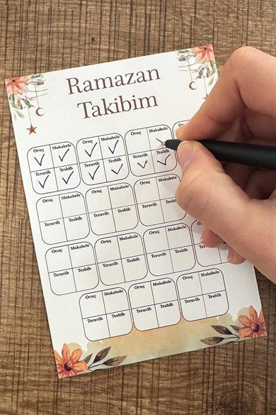 5 li Ramazan-ı Şerif Takip Kartı Oruç Mukabele Teravih Tesbih Takipl Kartı Ramazan Ayı Çizelge