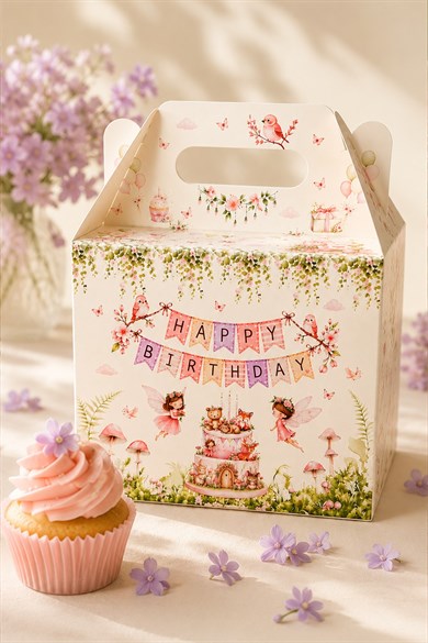 5li Doğum Günü Hediye Kutusu Seti Orman Perileri 10x13 cm | Çocuk Parti Kutusu | Hediyelik Kutu