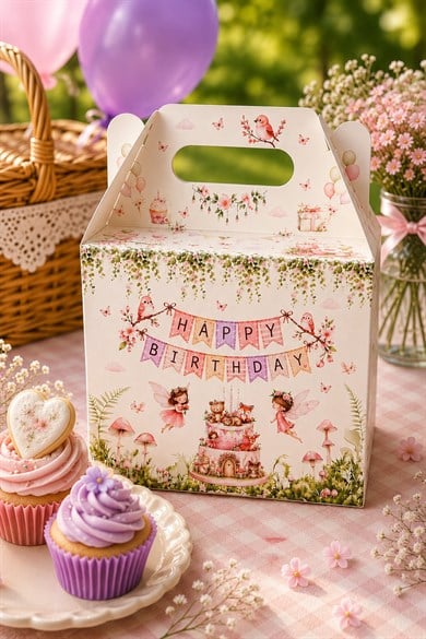 5li Doğum Günü Hediye Kutusu Seti Orman Perileri 10x13 cm | Çocuk Parti Kutusu | Hediyelik Kutu