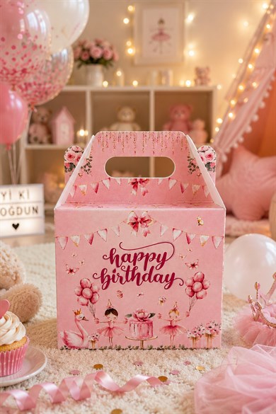 5li Doğum Günü Hediye Kutusu Seti Sevimli Balerinler 10x13 cm | Çocuk Parti Kutusu | Hediyelik Kutu