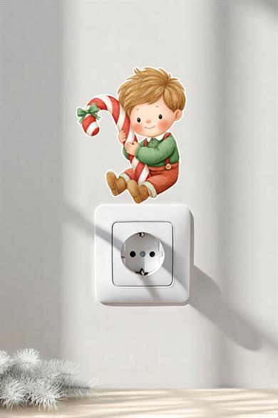 6 lı Yeni Yıl Temalı Mini Sticker Priz Sticker Yılbaşı Yeni Yıl Mini Boy Sticker Seti Kasaba