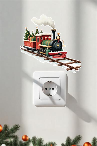 6 lı Yeni Yıl Temalı Mini Sticker Priz Sticker Yılbaşı Yeni Yıl Mini Boy Sticker Seti Yeni Yıl Treni