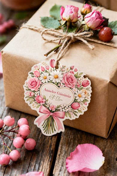 Anneler Günü Hediye Kartı 12 Adet 10x10 cm | Yazılabilir Mesaj Kartı | Hediye Paketi İçin Çiçek Kart