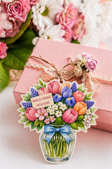 Anneler Günü Hediye Kartı 12 Adet 10x10 cm | Yazılabilir Mesaj Kartı | Hediye Paketi İçin Çiçek Kart