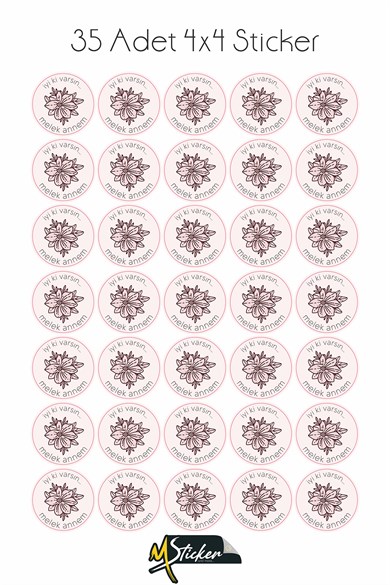 Anneler Günü Sticker 4 cm 35 adet