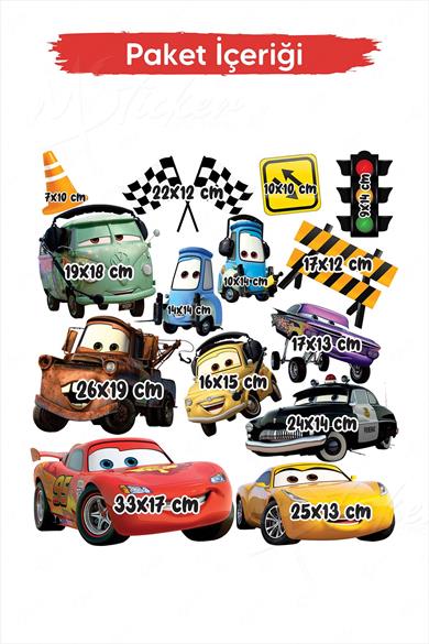 Arabalar ve Trafik İşaretleri Çocuk Bebek Odası Sticker Seti - Eğlenceli Çocuk Odası Stickerları
