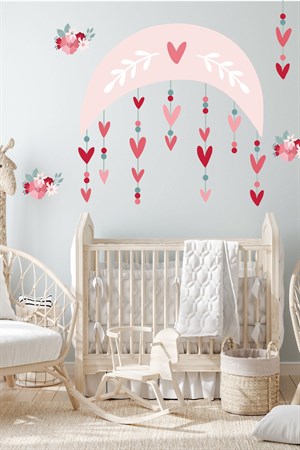 Ay ve Sarkan Kalpler Çocuk Bebek Odası Duvar Sticker