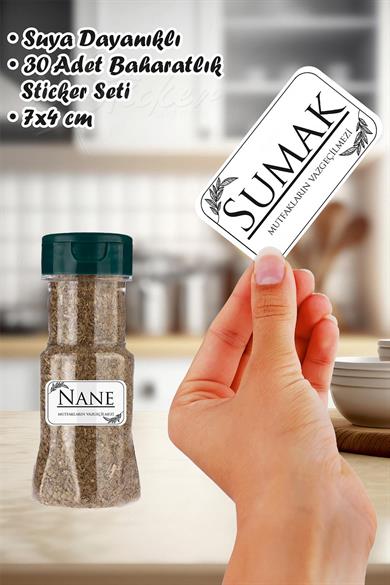 Baharatlık ve Kavanoz Etiketi - 30 Parça Sudan Etkilenmeyen Etiket Sticker