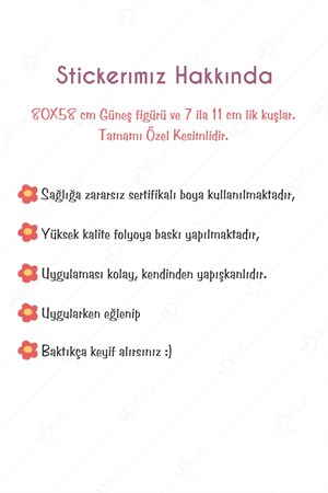 Batan Güneş ve Kuşlar Çocuk Bebek Odası Sticker Seti