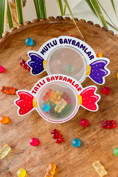 Bayram Şeker Kutusu 10’lu Set – İyi Bayramlar / Mutlu Bayramlar Karton Şekerlik, Kapaklı Hediyelik
