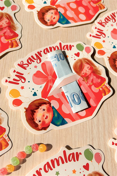 Bayram Tebrik Kartı 12 Adet Ramazan Bayramı Hediye Kartı Tebrik Kartı Kurban Bayramı Harçlık Kartı