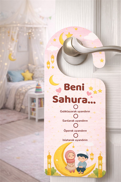 Beni Sahura Uyandır Kapı Askısı – Ramazan Ayına Özel Çocuklar İçin Eğlenceli Sahur Kartı