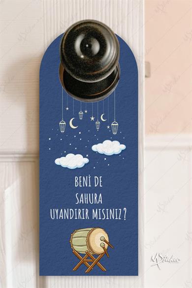 Benide Sahura Uyandırır mısınız Kapı Askısı Kartı, Ramazan Özel Uyandırma Kartı