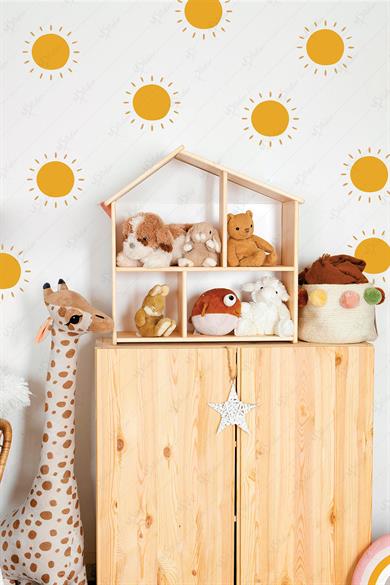 Bohem Güneş Çocuk Bebek Odası Duvar Sticker Seti - 24 Parça Güneş Seti