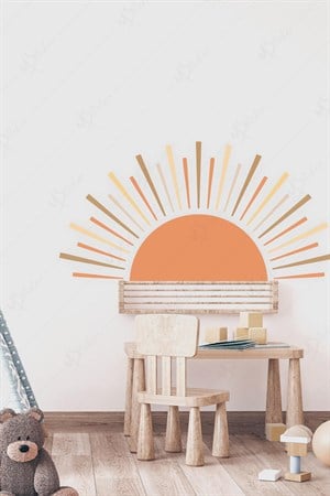 Bohem Tarzı Güneş ve Işınları Çocuk Bebek Odası Sticker Seti