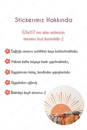 Bohem Tarzı Güneş ve Işınları Çocuk Bebek Odası Sticker Seti