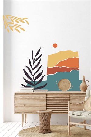 Bohem Tarzı Minimalist Deniz Dağlar Özel Tasarım Duvar Sticker