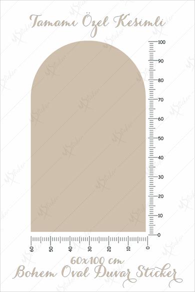 Bohem Tarzı Oval Taş Rengi Duvar Dekorasyon Sticker (60x100 cm)