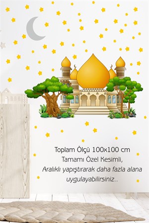 Cami Ağaçlar yıldız ve ay Çocuk Bebek Odası Sticker Seti