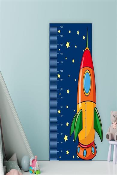 Çocuk Odası Boy Ölçer Boy Cetveli Sticker - Uzay Mekiği Figürü 