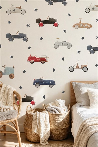 Çocuk Odası Duvar Sticker 119 Parça Araba Araç Temalı Dekoratif Duvar Çıkartması