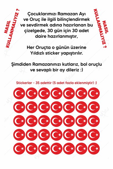 Çocuklar İçin Ramazan Ayı Oruç Çizelgesi - Ramazan Sticker Çocuk İmsakiyesi