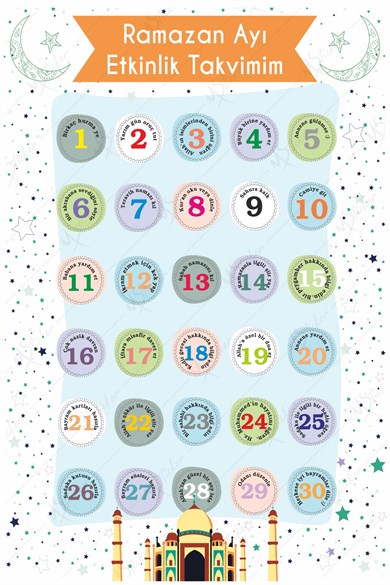 Çocuklar İçin Ramazan Ayı Oruç Çizelgesi - Ramazan Sticker Çocuk İmsakiyesi