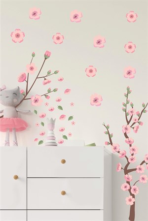 Dalda Şakayıklar ve Yapraklar Çocuk Bebek Odası Sticker Seti