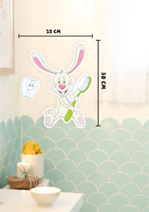 Dişlerini Fırçalayan Tavşan Cam,Ayna,Duvar Sticker