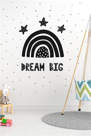 Dream Bıg Yıldızlar ve Gökkuşağı Çocuk Bebek Odası Sticker (50x70