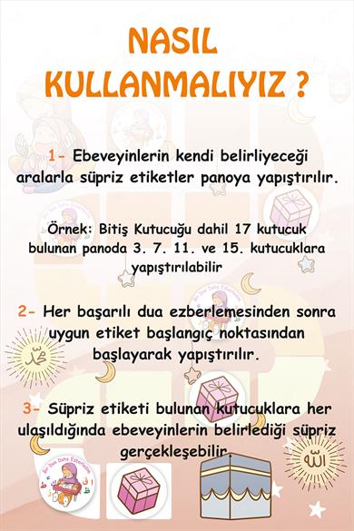 Dua Ezberleme Çizelgesi Dua Ezberlemenin Eğlenceli Hali Sticker Seti